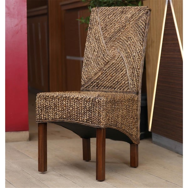 International Caravan Lambada Hyacinth Spiral Design Chair, Salak Brown, 2PK SG-3305-2CH - main